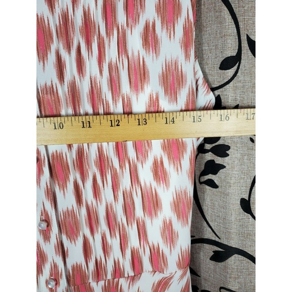 Dip Womens Size Medium Sleveless Button Up Long Belted Summer Dress White Coral - Picture 5 of 6